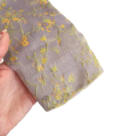 Tahari Vintage Light Purple Pant Suit with Green and Orange Flowers Sz 6 - Picture 3 of 16